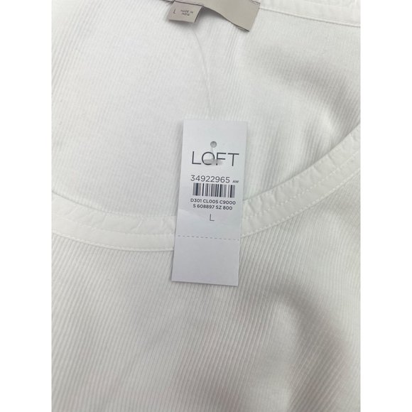 LOFT Women Puff Sleeve Mixed Media Top Large - Picture 5 of 15